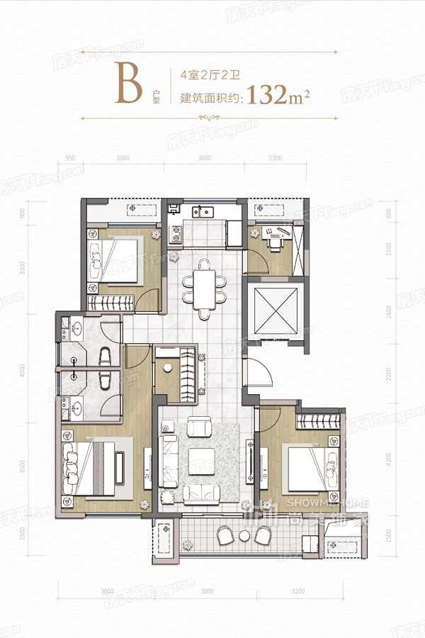 三室两厅两卫B户型
