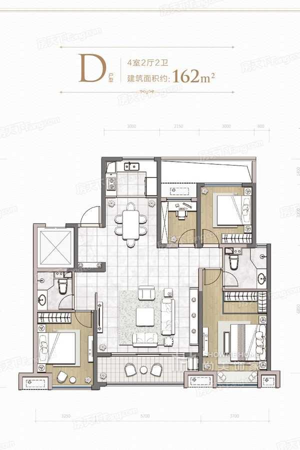 四室两厅两卫D户型