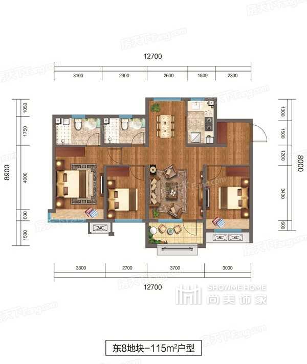 三室两厅一厨两卫