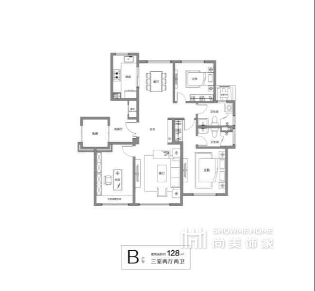 3室2厅2卫1厨